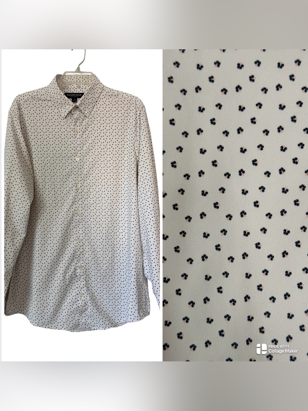 Mizzen+Main‎ Performance Trim Fit Geometric Print Shirt Men Size L